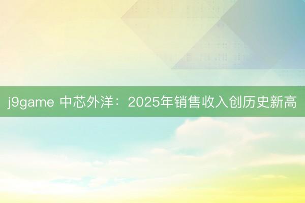 j9game 中芯外洋：2025年销售收入创历史新高