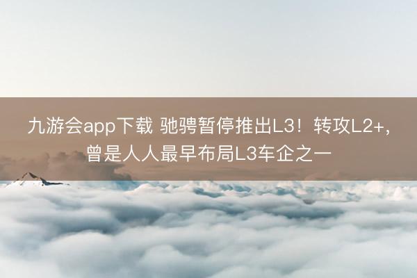 九游会app下载 驰骋暂停推出L3！转攻L2+，曾是人人最早布局L3车企之一