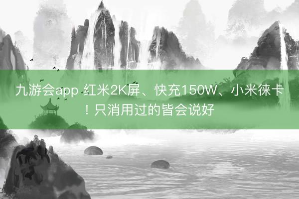 九游会app 红米2K屏、快充150W、小米徕卡! 只消用过的皆会说好