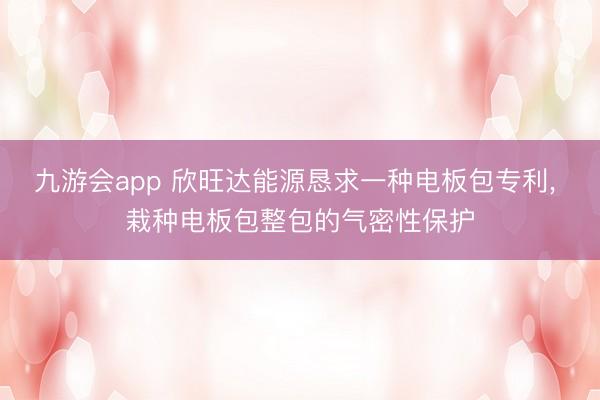 九游会app 欣旺达能源恳求一种电板包专利, 栽种电板包整包的气密性保护