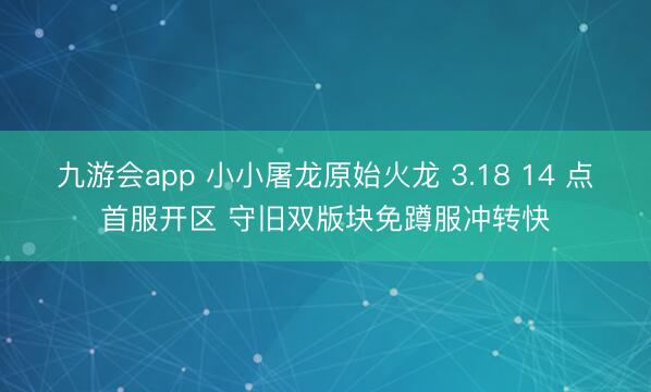 九游会app 小小屠龙原始火龙 3.18 14 点首服开区 守旧双版块免蹲服冲转快