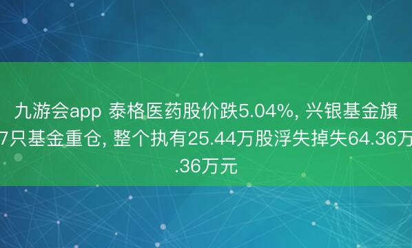 九游会app 泰格医药股价跌5.04%, 兴银基金旗下7只基金重仓, 整个执有25.44万股浮失掉失64.36万元