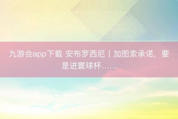 九游会app下载 安布罗西尼丨加图索承诺，要是进寰球杯……