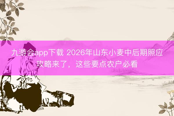 九游会app下载 2026年山东小麦中后期照应攻略来了，这些要点农户必看